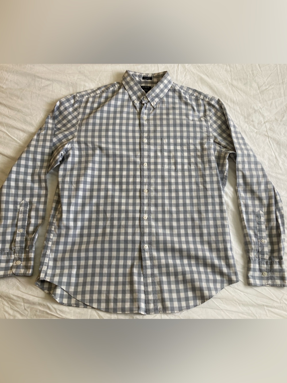 Men’s J. Crew Factory Button Down Size L Blue Check